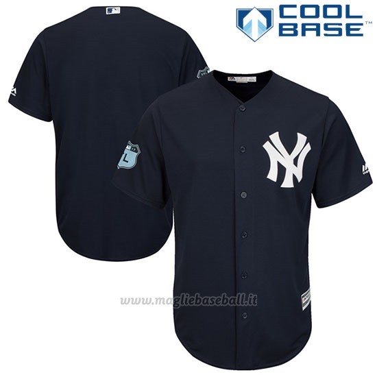 Maglia Baseball Uomo New York Yankees New York Blu 2017 Allenamento Primaverile Cool Base